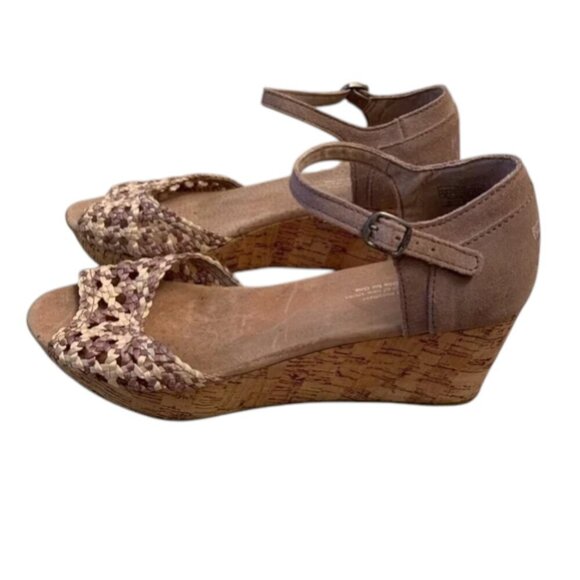 TOMS Stucco Satin Woven Platform Wedge Sandals – Size 9 - Picture 1 of 7
